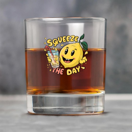 Squeeze The Day Lemon Cartoon Rock Glasses