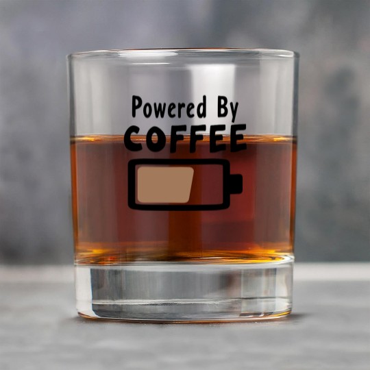 Powered By Coffee – Coffee Statement Saying Rock Glasses