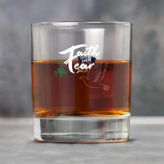 Faith Over Fear Inspirational Design Rock Glasses