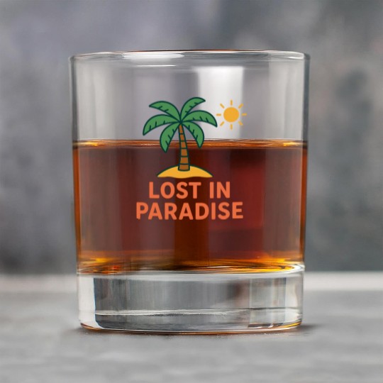 Tropical Sunset Palm Illustration Rock Glasses