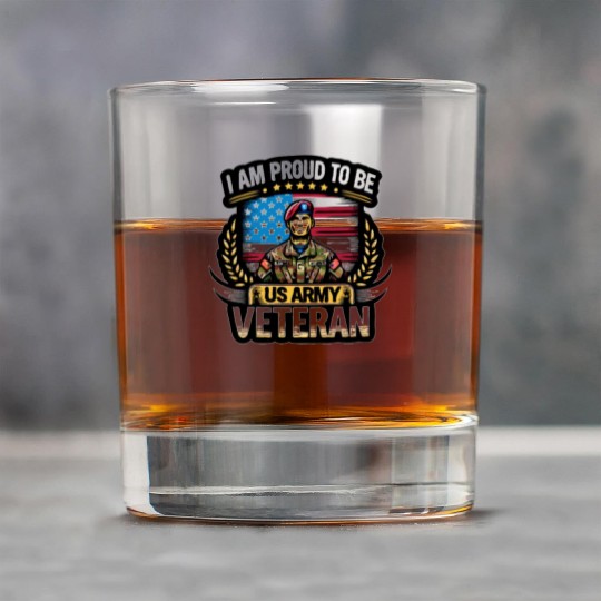 Proud US Army Vet Emblem Rock Glasses