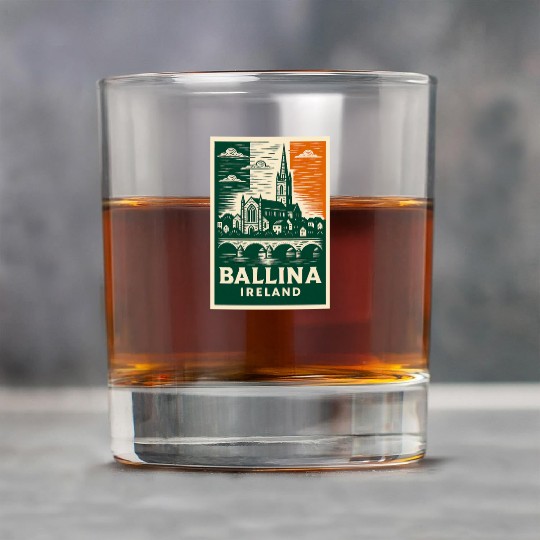 Ballina Ireland Skyline Illustration Rock Glasses