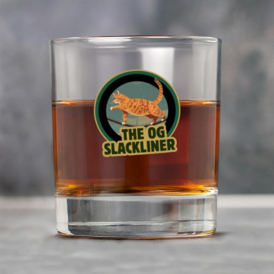 The OG Slackliner – Vintage Cat Walking the Line Rock Glasses