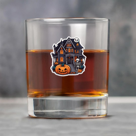 Haunted House Halloween Design Rock Glasses