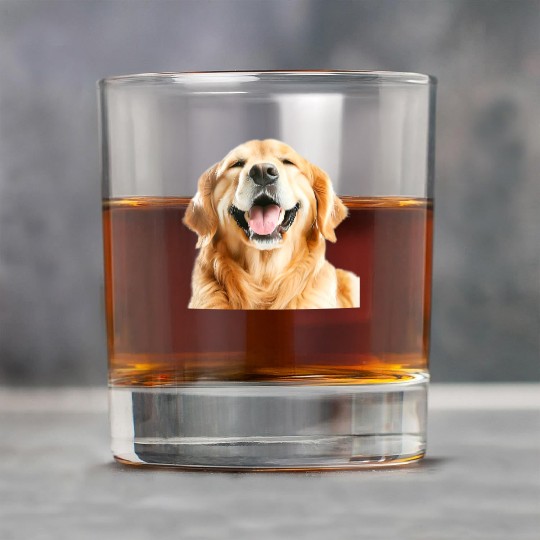 Joyful Golden Retriever Illustration Rock Glasses
