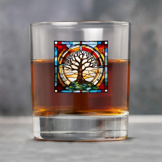 Stained Glass Tree of Life Artwork Rock Glasses