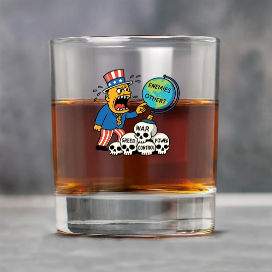 Angry Uncle America Confronts Global Enemies Rock Glasses