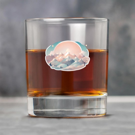 Serene Mountain Range with Sunrise Rock Glasses
