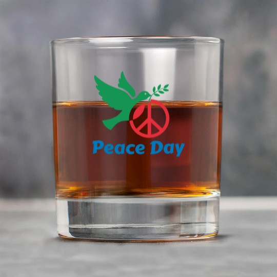 Peace Day Dove with Olive Branch Rock Glasses