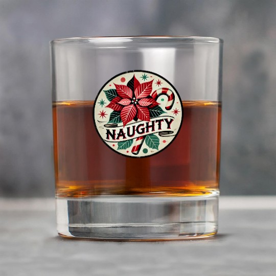 Festive Poinsettia Naughty Holiday Design Rock Glasses