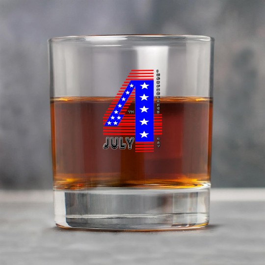 July 4th Stars and Stripes Independence Design Rock Glasses