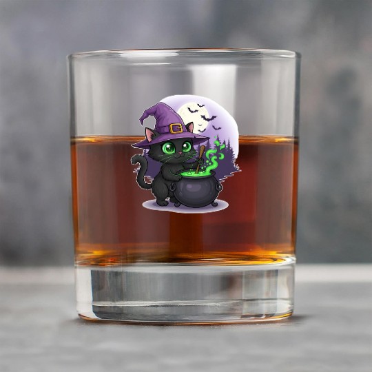 Enchanting Witch Cat Under Full Moon Rock Glasses