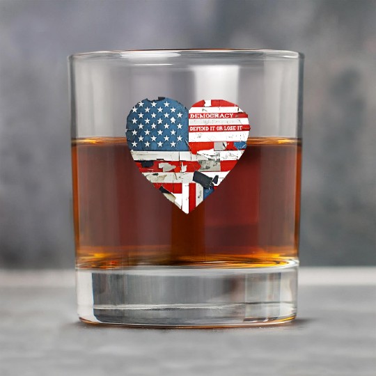 Democracy Defend It Or Lose It USA flag vintage  Rock Glasses