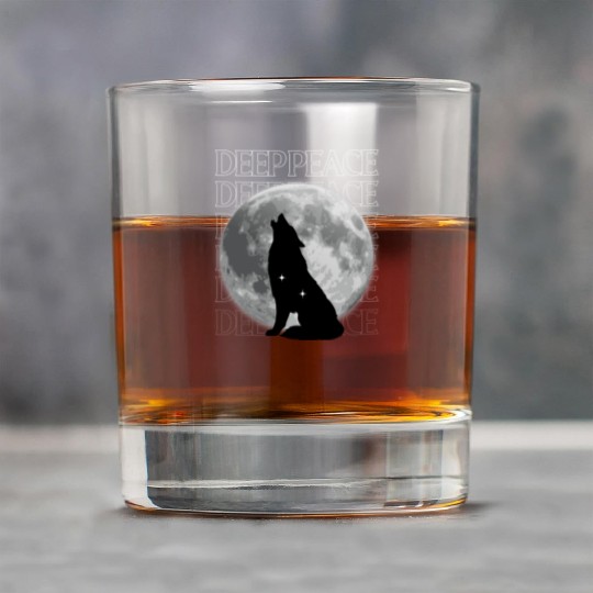 Wolf Howling at Full Moon Design Rock Glasses