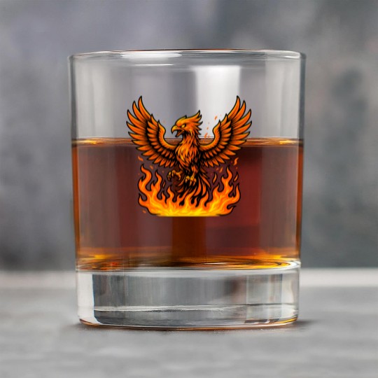 Fiery Phoenix Rising Illustration Rock Glasses