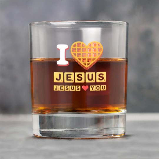 I Love Jesus Christian Breakfast Waffle Heart Rock Glasses