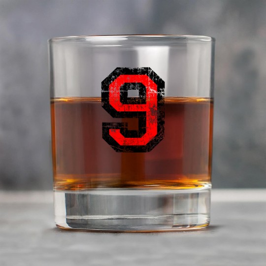 Number 9 (Distressed Red) Rock Glasses