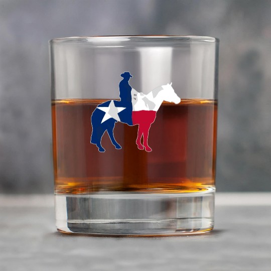 Texas Cowboy Flag Rock Glasses