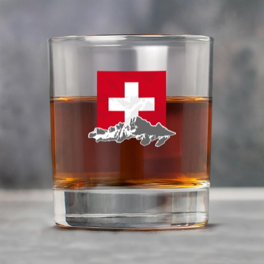 Switzerland - Swiss Flag & Mountains Rock Glasses