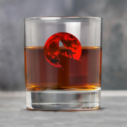 Howling wolf full blood moon space galaxy gift dog Rock Glasses