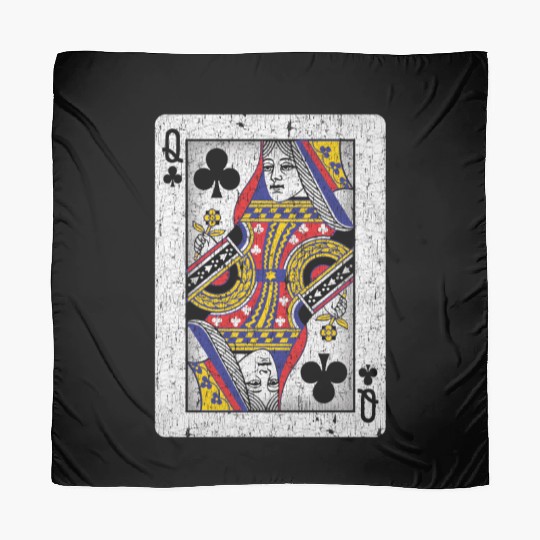 queen of clubs playing card Scarves