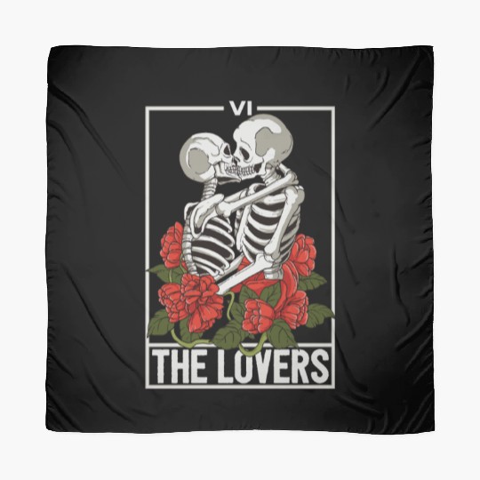 The Lovers Tarot Card Kissing Skulls Skeletons Scarves