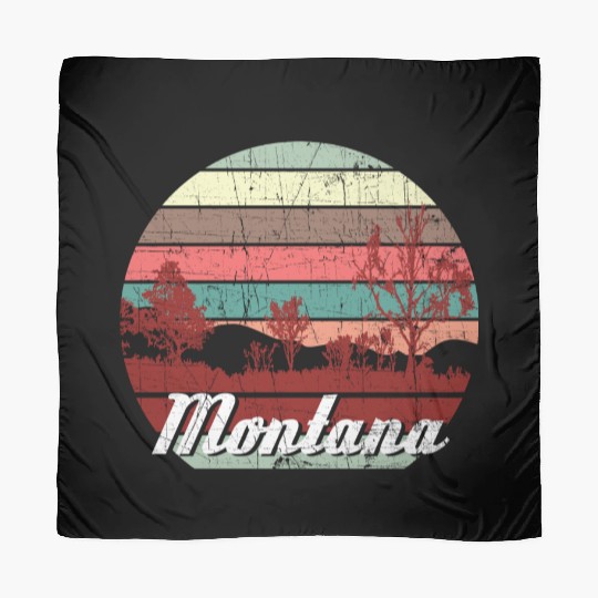 Retro Color Distressed Design Montana Travel Campi Scarves