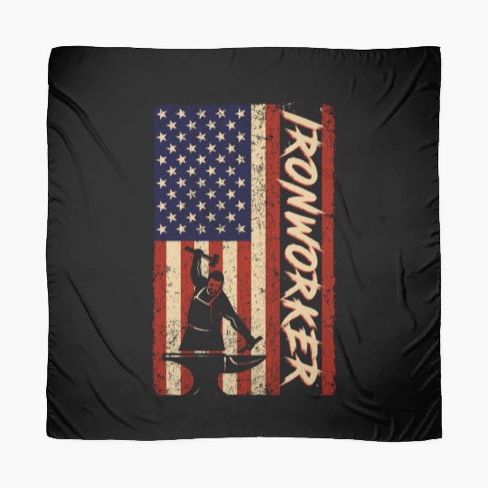 US Flag Ironworker Independence labor Day Scarves