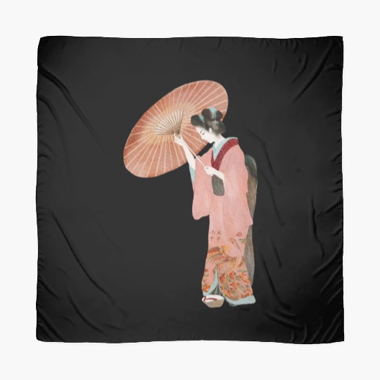 Japanese woman in kimono in a watercolor Scarves