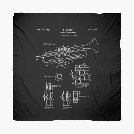 Trumpet Schematic Blueprint Jazz Trumpet Player Scarves