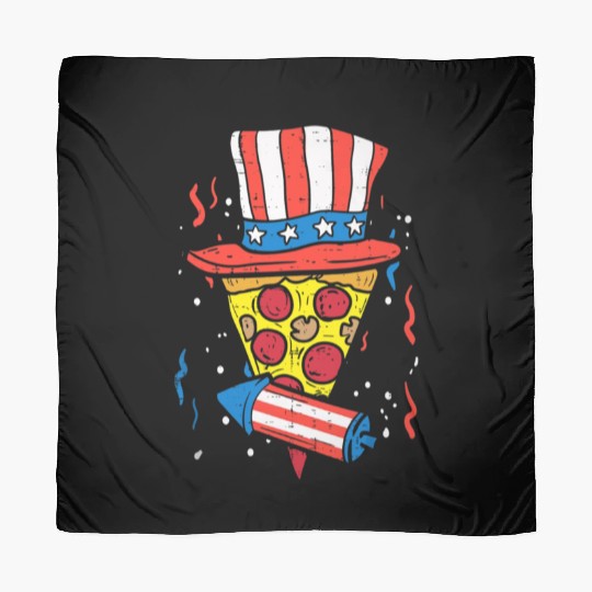 Pizza US Flag Hat Firecracker 4th Of July Food Scarves