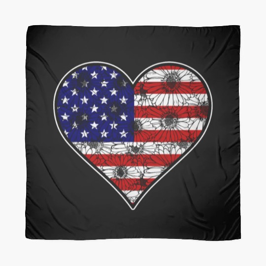 US Patriotic Heart with US FLAG 4th of july Scarves