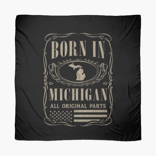 Vintage America US States Born Michigan Scarves