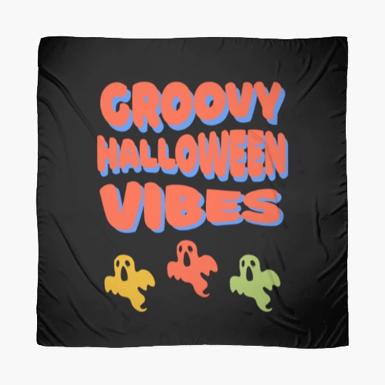 Groovy Halloween Vibes Ghosts Retro Colors Scarves