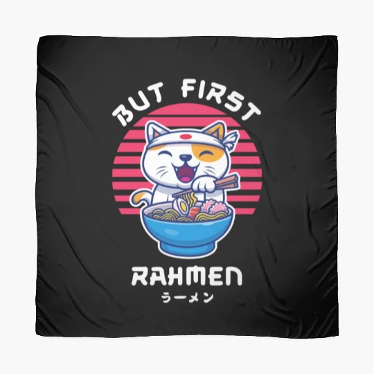 But First Ramen Cat Japan Kawaii Scarves