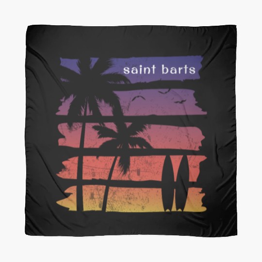 Cool Saint Barts Surfing Fan Beach Palm Tree Scarves