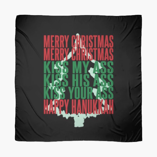 Merry Christmas Kiss My Ass Funny Hanukkah Tree Scarves