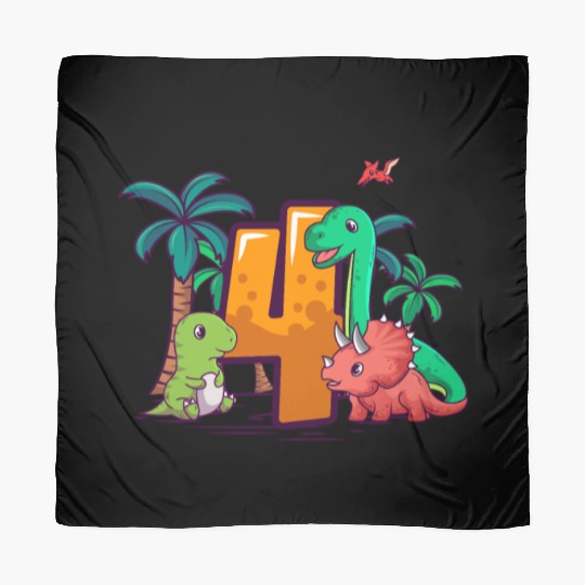 4th Birthday Trex Triceratops Dinosaur 4 Year Scarves