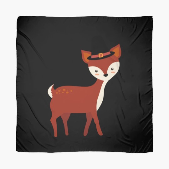 Thanksgiving Deer Wearing Pilgrim Hat Scarves