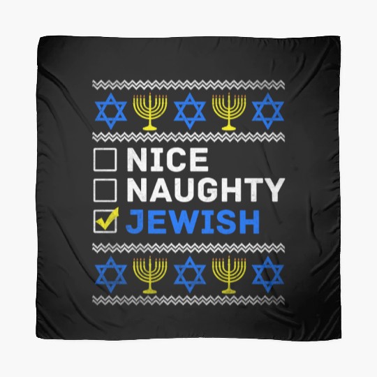 Nice Naughty Jewish Ugly Hanukkah Sweater Chanukah Scarves