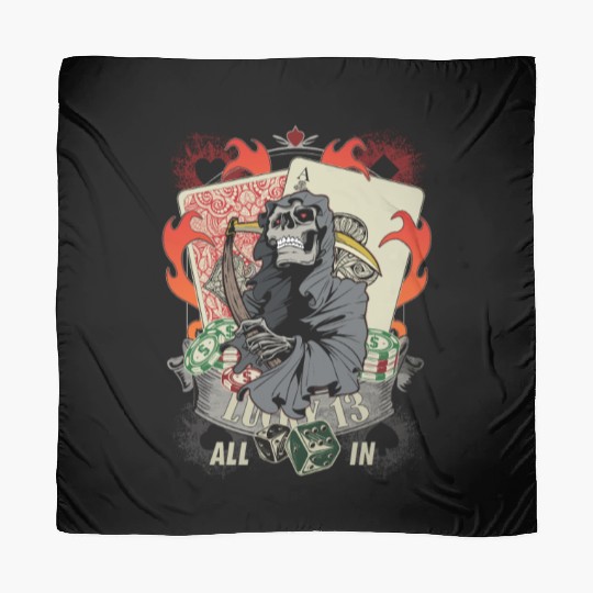 All in Poker Lucky 13 Skull gift Scarves