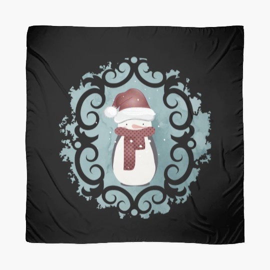 Snowman in Santa Claus look in winter Scarves