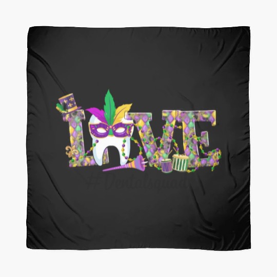 LOVE Mardi Gras Funny Tooth Wear Mask Dental Funny Scarves