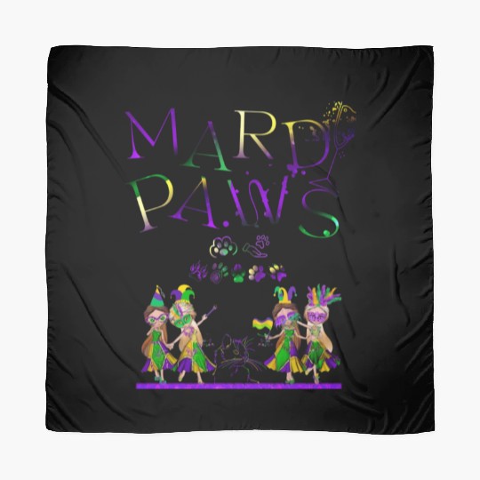 Mardi gras purple and gold cat- teddy bear+sticker Scarves