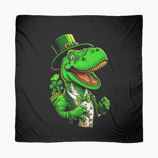 St Patricks Day T-rex Dinosaur With Top Hat Scarves