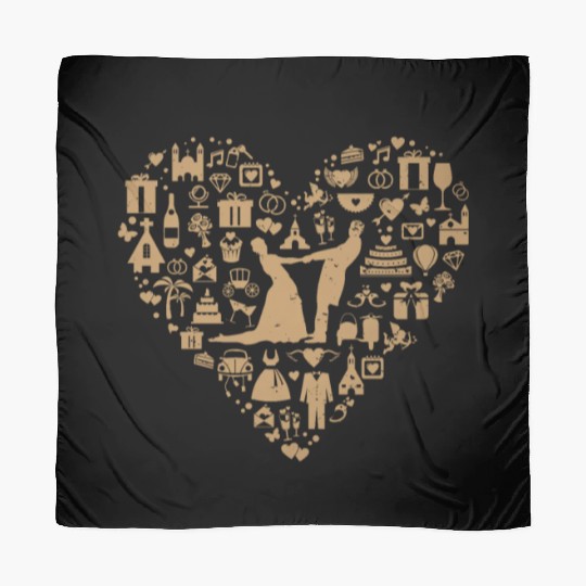 Wedding Marriage Bride and Groom Heart Cloud Scarves