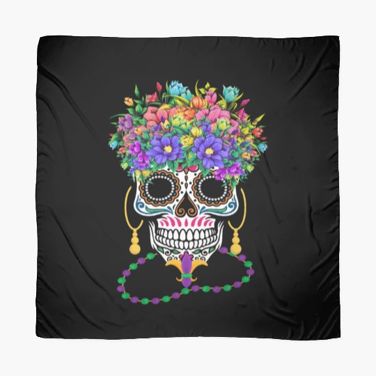 Mardi Gras Costume Dia De Los Muertos Flower Sugar Scarves