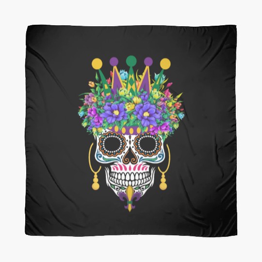 Mardi Gras Mask Flower Sugar Dia De Los Muertos Scarves