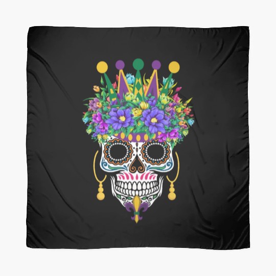 Mardi Gras Mask Flower Sugar Dia De Los Muertos Scarves