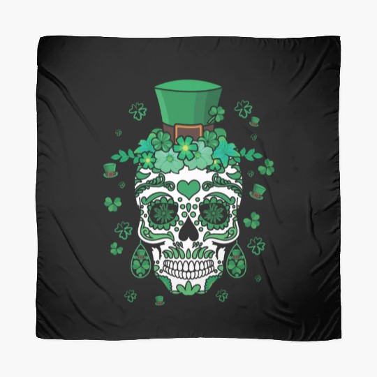 St Patty's Day El Dia De Los Muertos Irish Flower Scarves
